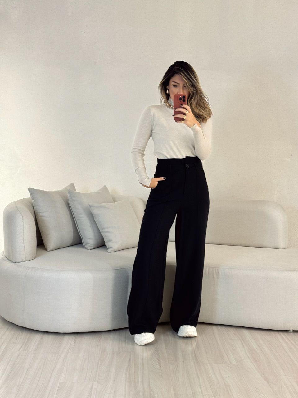 BLUSA VERÔNICA MANGA LONGA MARFIM