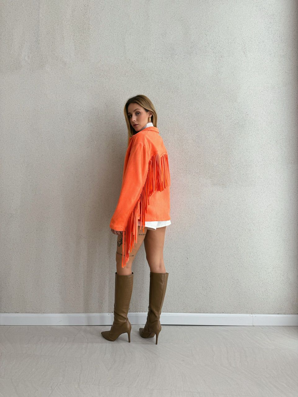 CAMISA VIVIAN FRANJAS LARANJA