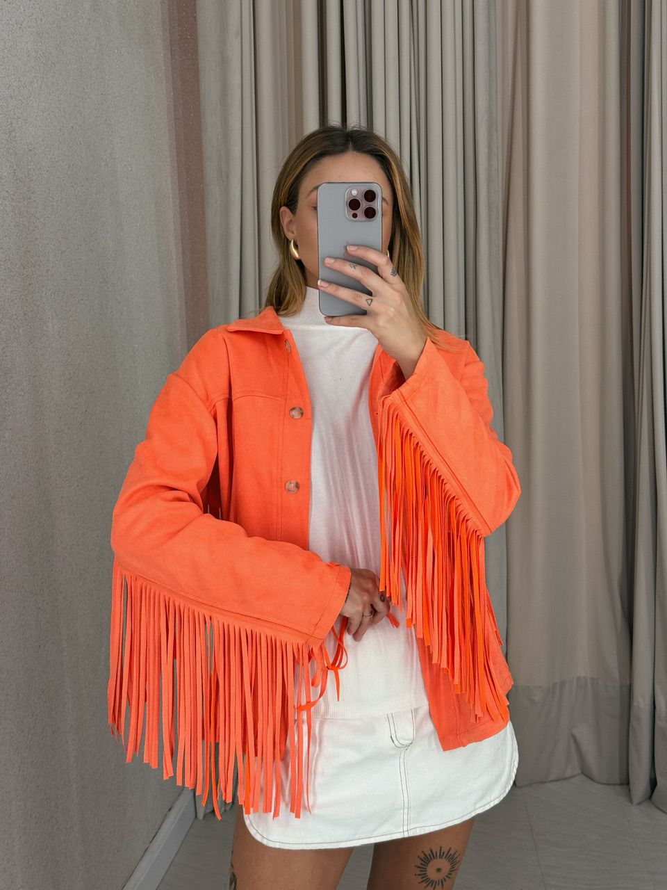 CAMISA VIVIAN FRANJAS LARANJA