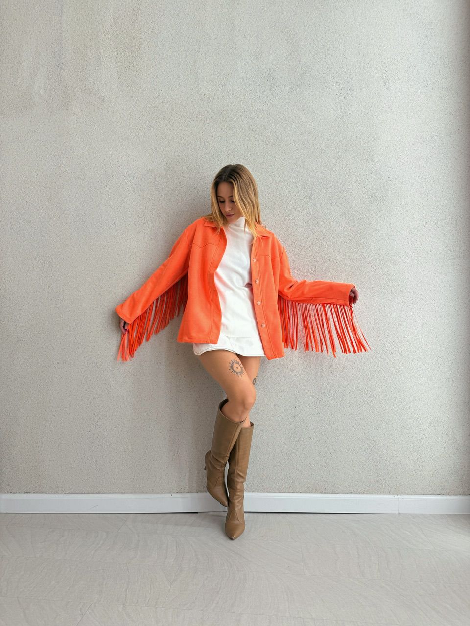 CAMISA VIVIAN FRANJAS LARANJA