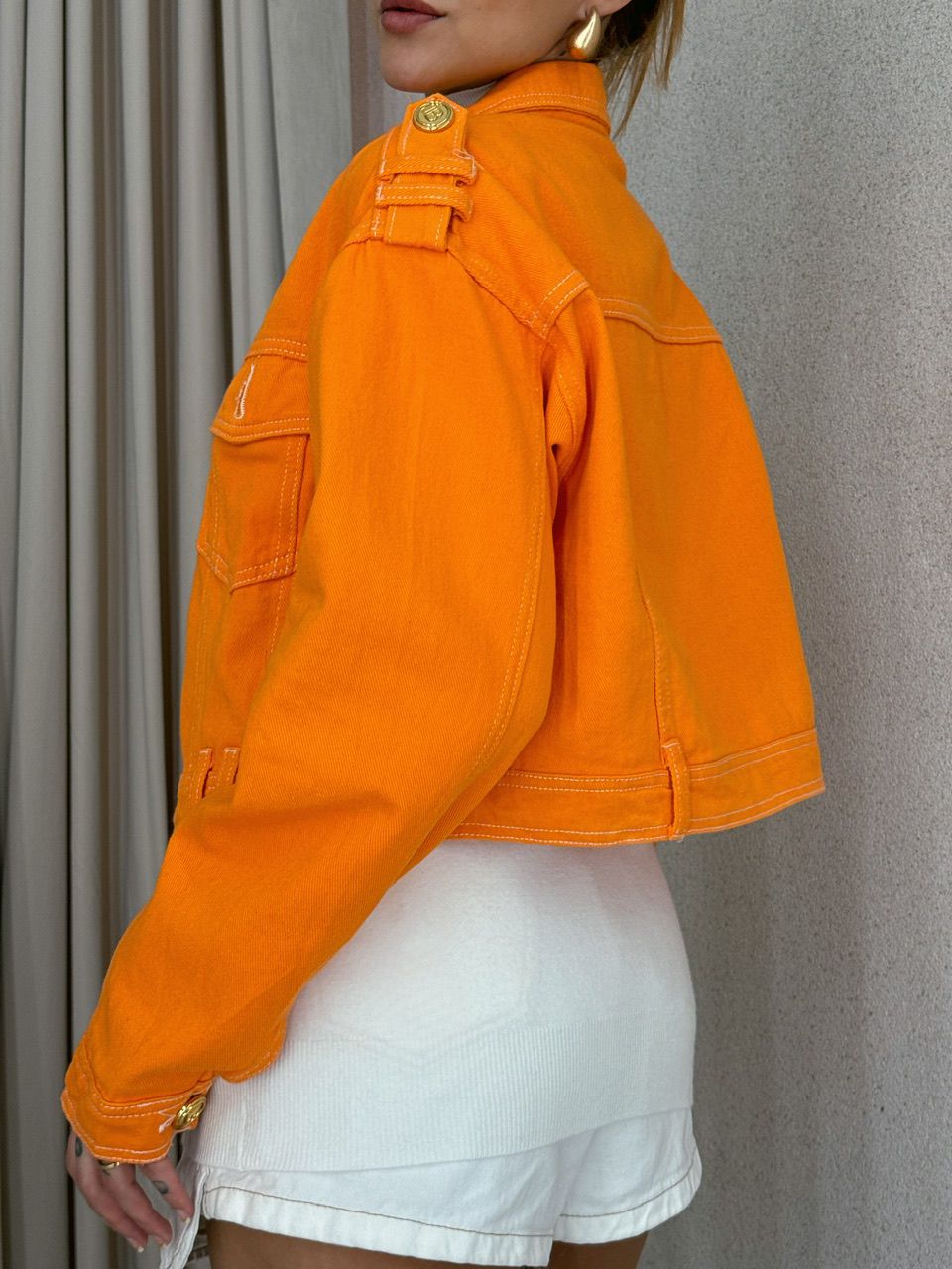 JAQUETA ALESSANDRA JEANS LARANJA