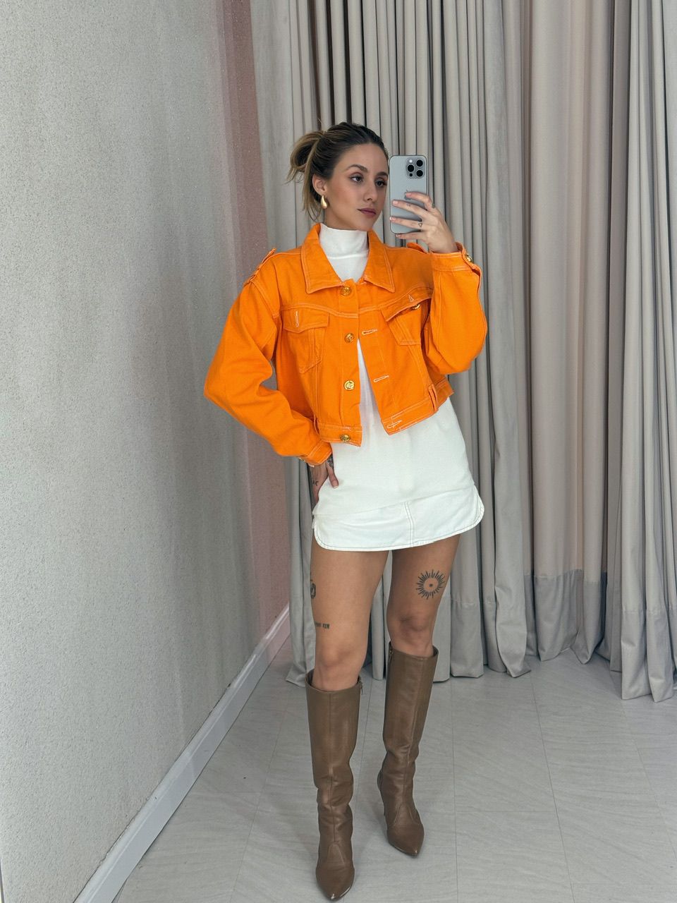 JAQUETA ALESSANDRA JEANS LARANJA