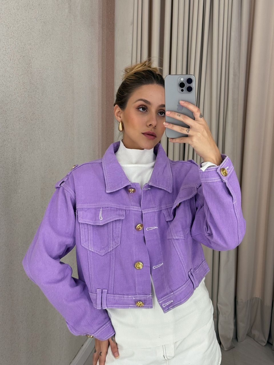JAQUETA ALESSANDRA JEANS LILÁS
