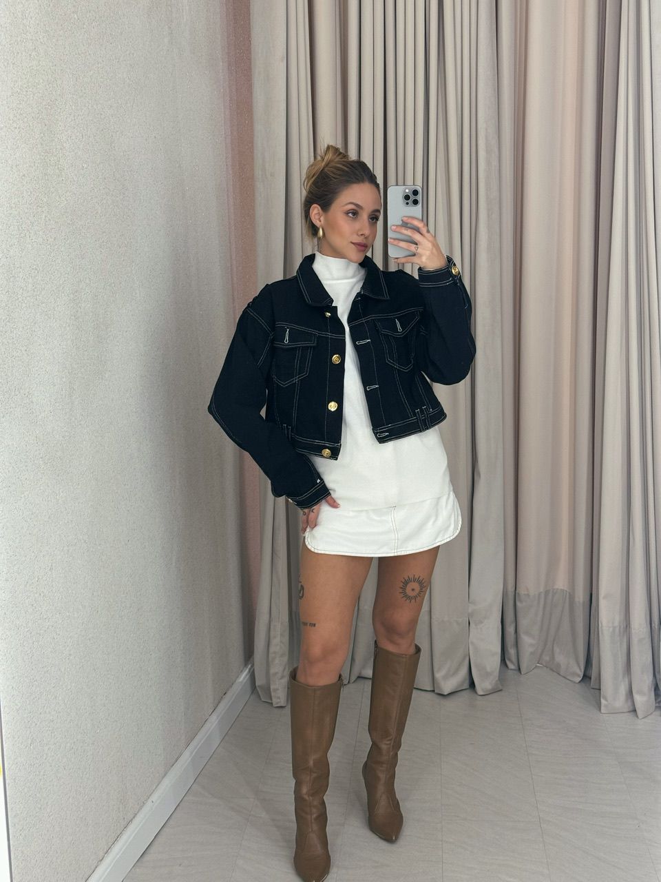 JAQUETA ALESSANDRA JEANS PRETA
