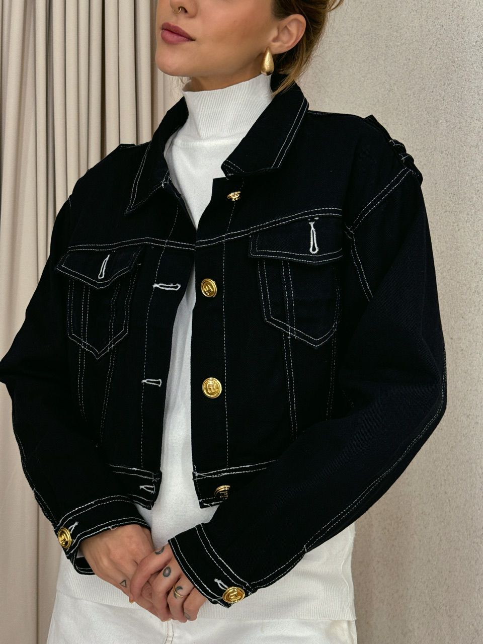 JAQUETA ALESSANDRA JEANS PRETA