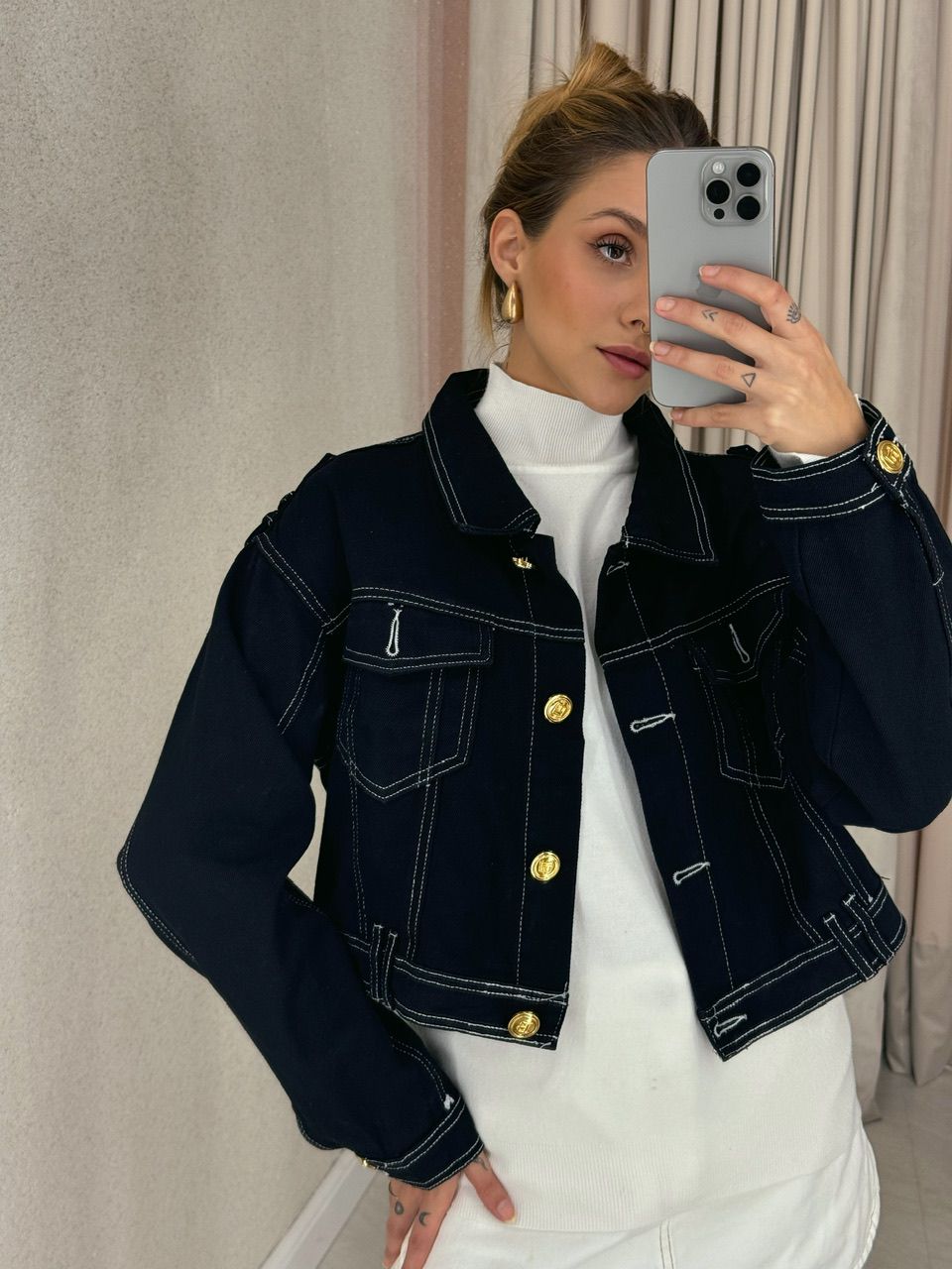 JAQUETA ALESSANDRA JEANS PRETA