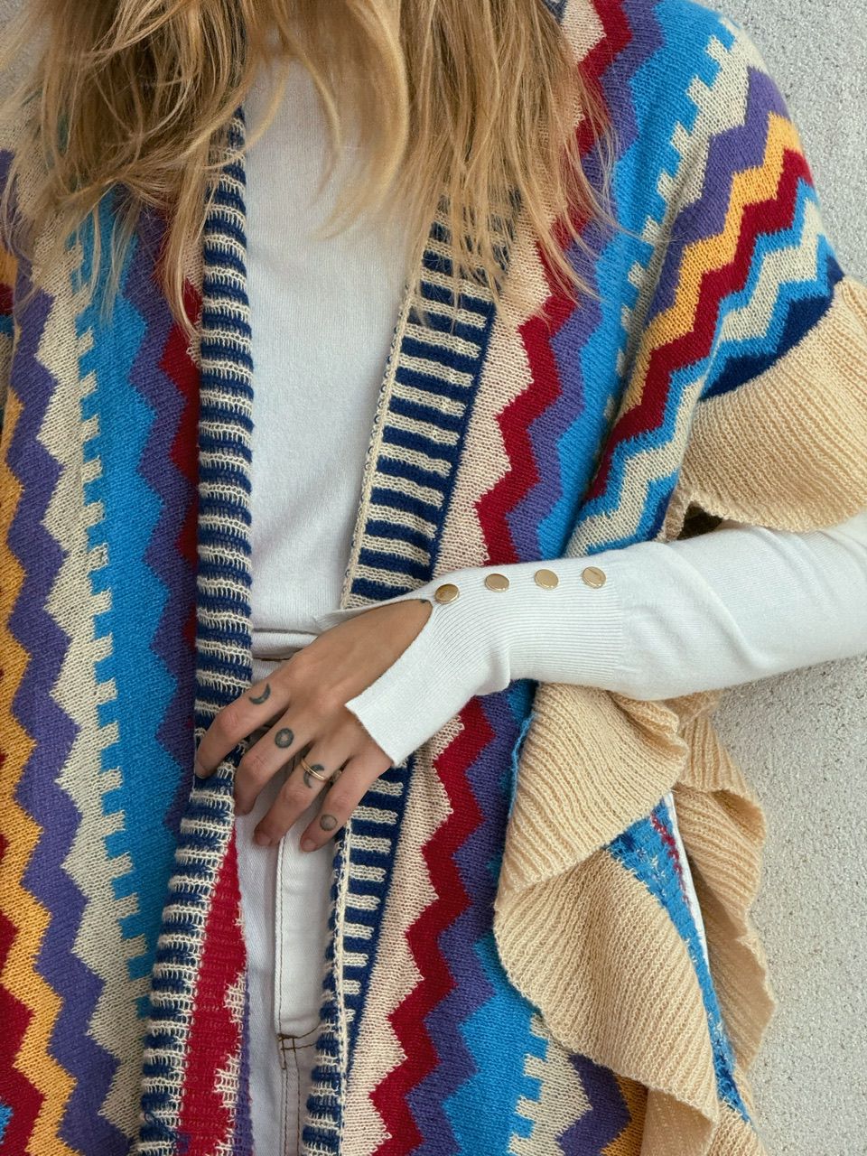 PONCHO ISABELA TRICOT AZUL CLARO