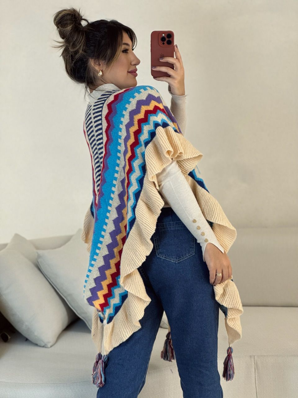 PONCHO ISABELA TRICOT AZUL CLARO