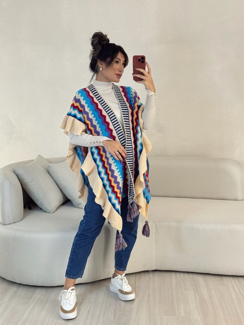 PONCHO ISABELA TRICOT AZUL CLARO