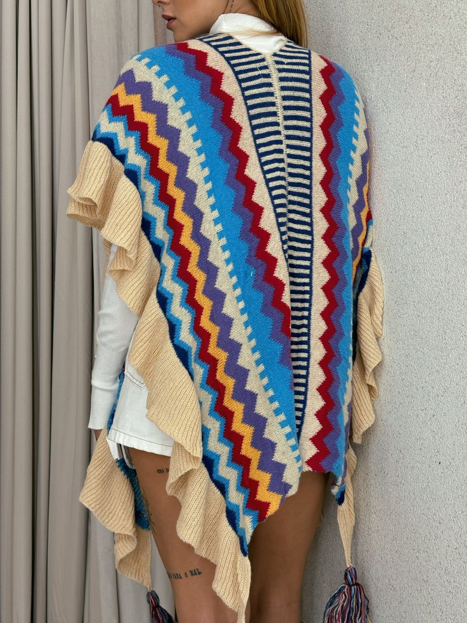 PONCHO ISABELA TRICOT AZUL CLARO