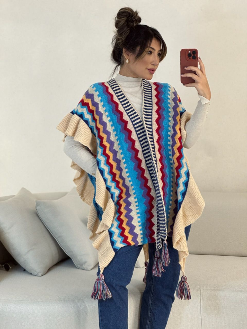 PONCHO ISABELA TRICOT AZUL CLARO