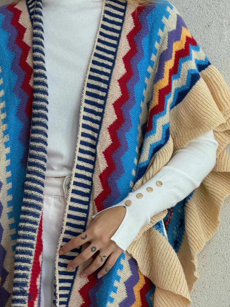 PONCHO ISABELA TRICOT AZUL CLARO