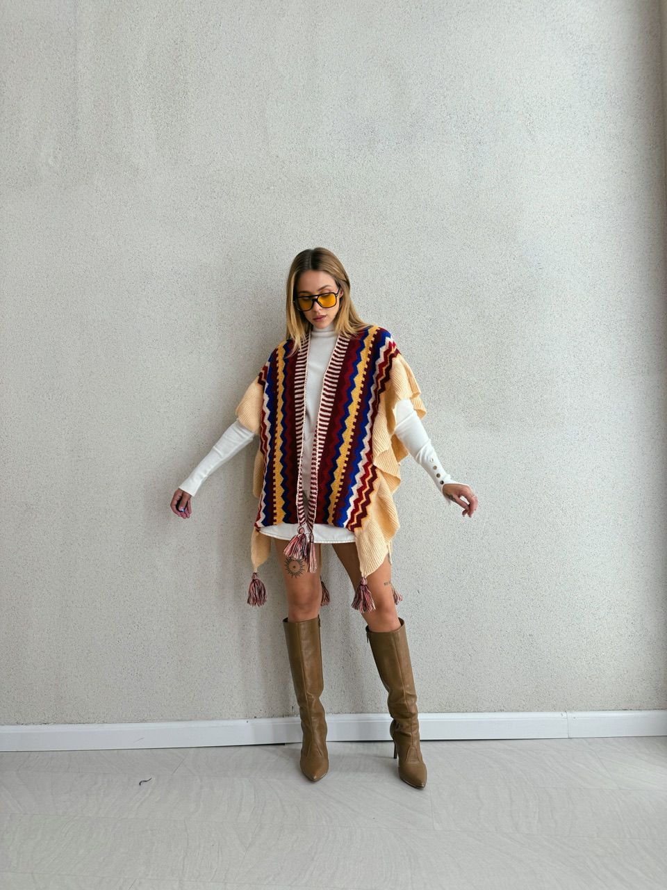 PONCHO ISABELA TRICOT MARSALA