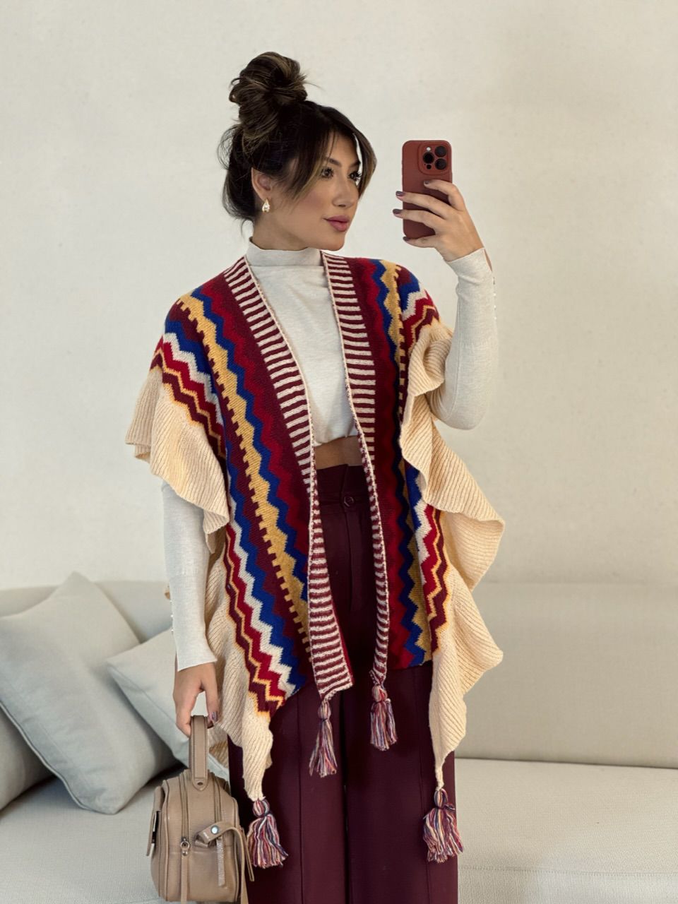 PONCHO ISABELA TRICOT MARSALA