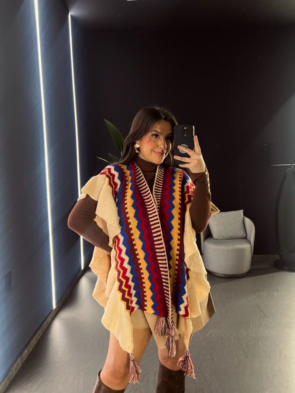 PONCHO ISABELA TRICOT MARSALA