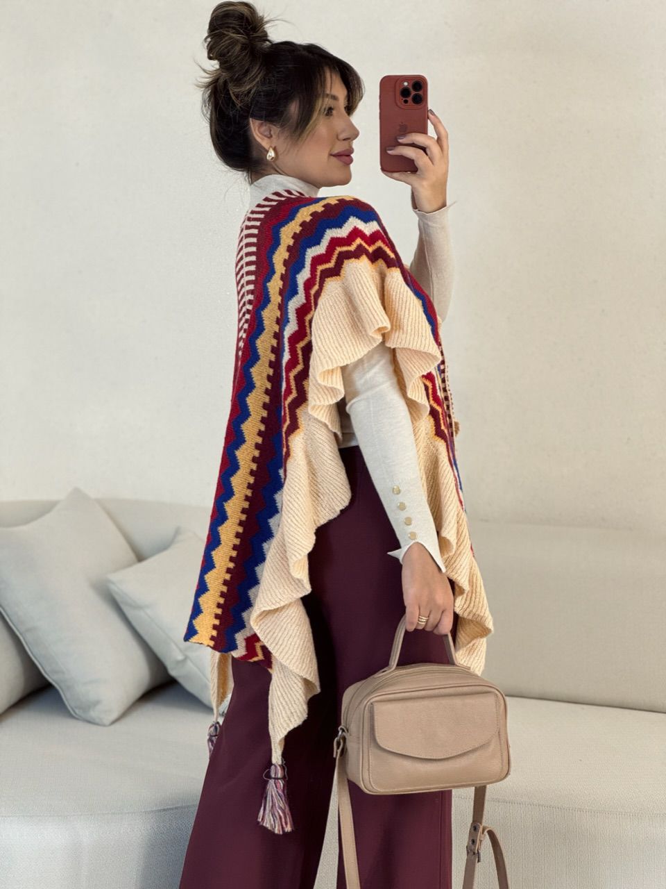PONCHO ISABELA TRICOT MARSALA