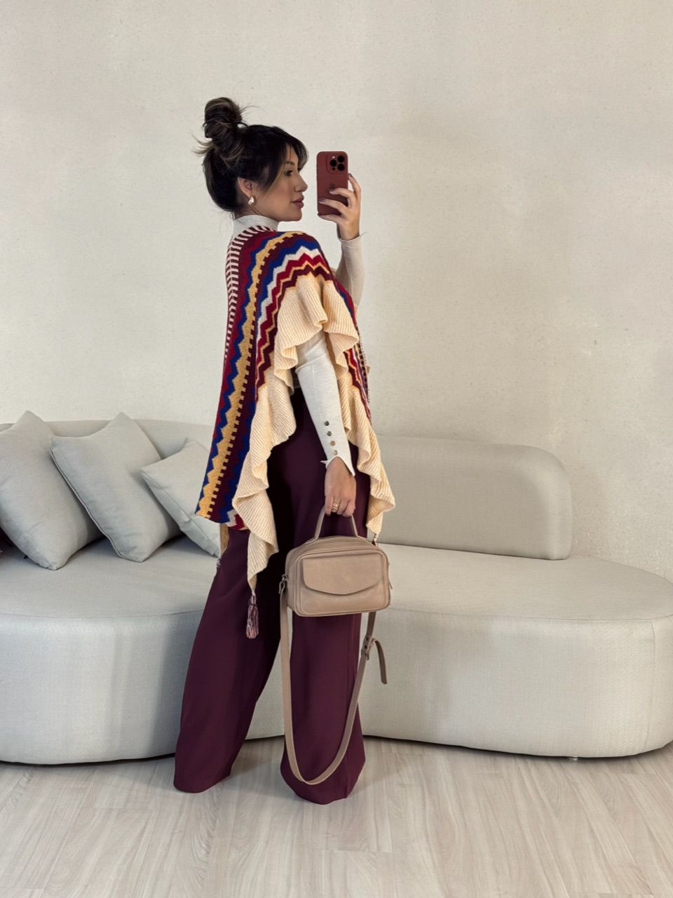 PONCHO ISABELA TRICOT MARSALA