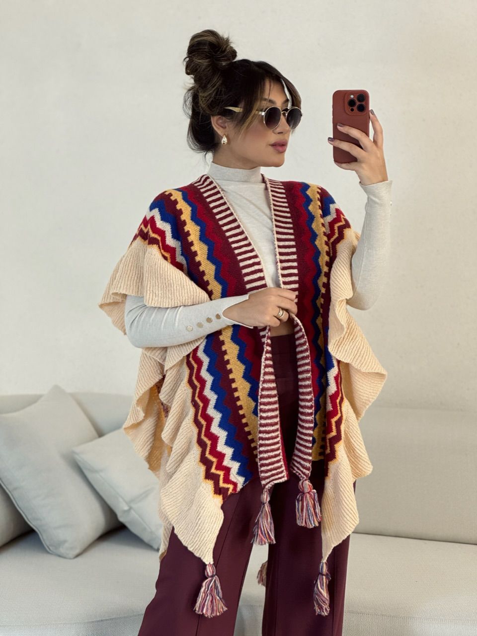 PONCHO ISABELA TRICOT MARSALA