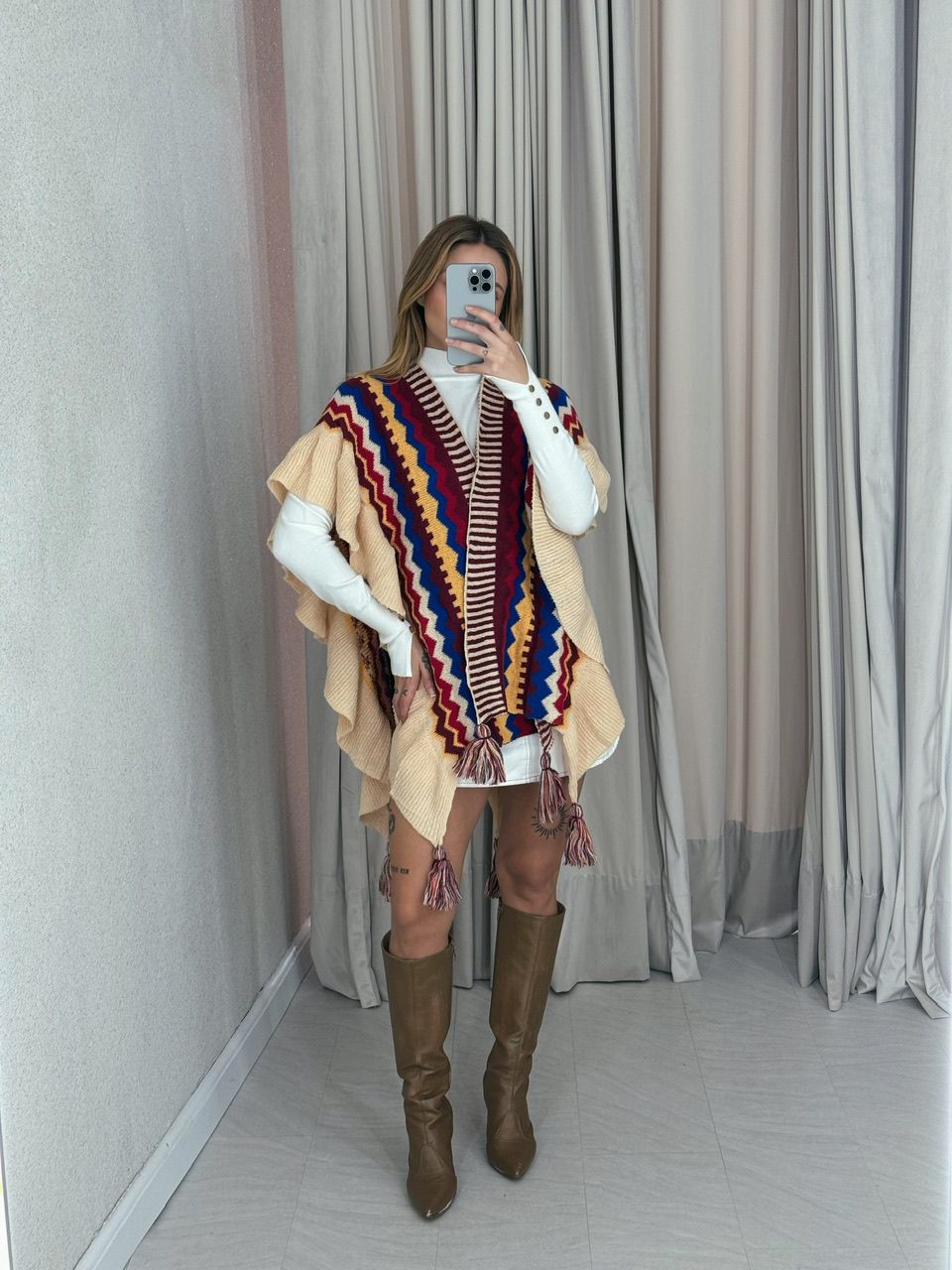 PONCHO ISABELA TRICOT MARSALA