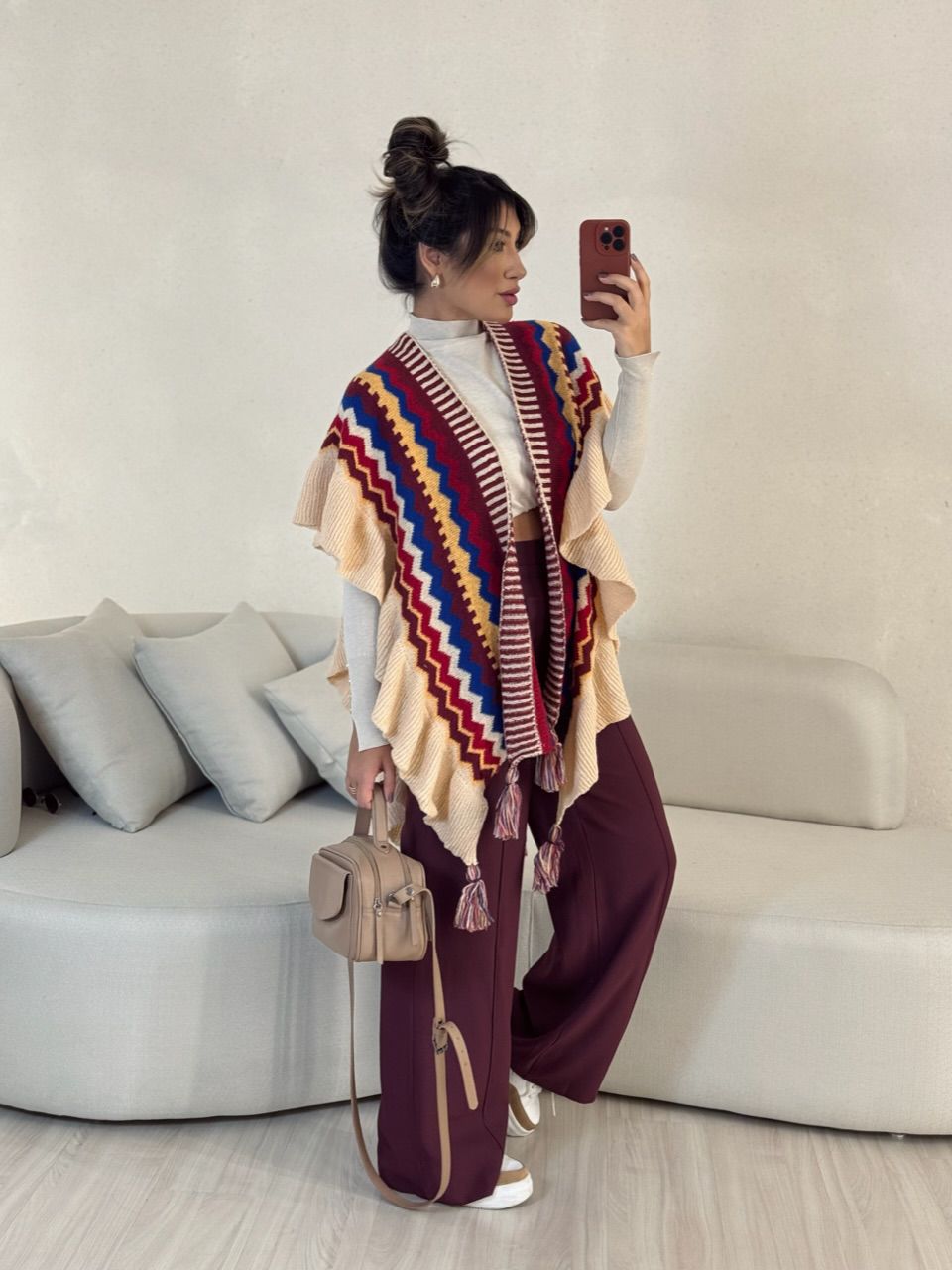 PONCHO ISABELA TRICOT MARSALA - 0052880053 - CAROLLA FERRARO