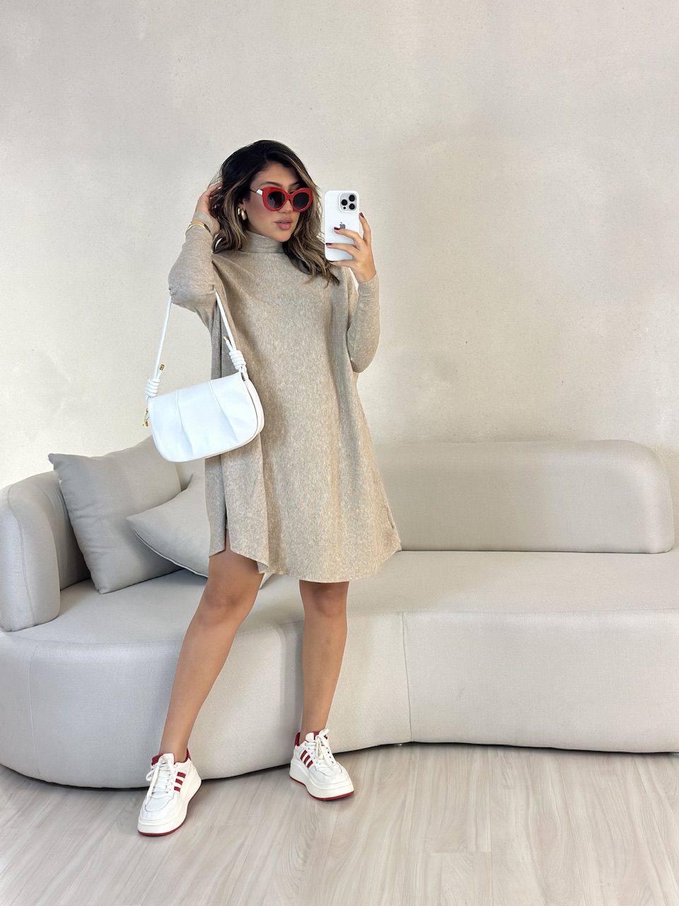 BLUSÃO TRICOT GOLA BEGE - 0053270103 - CAROLLA FERRARO