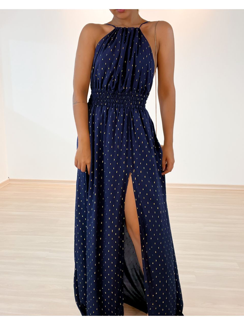 VESTIDO CF LUZ LONGO azul