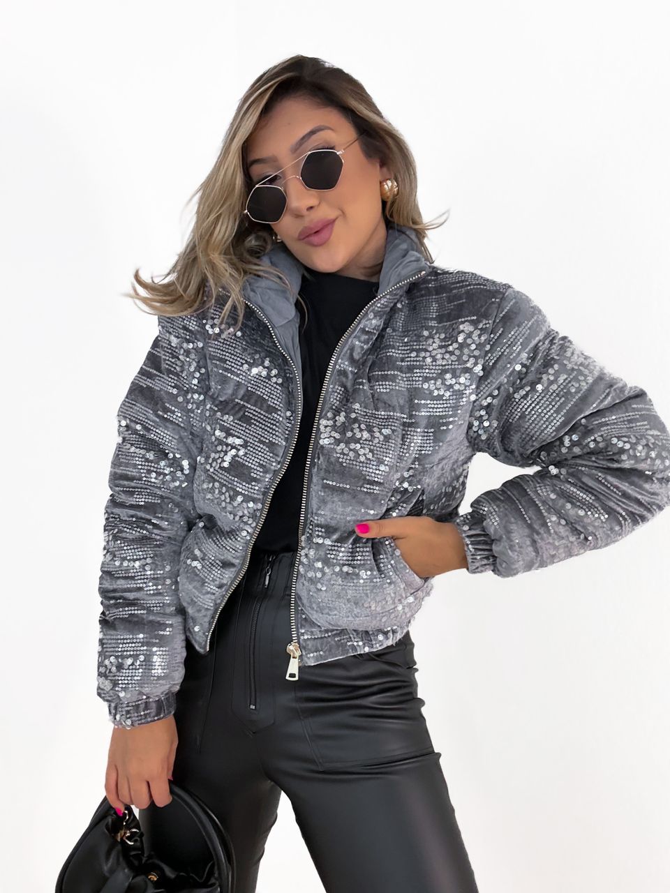 PUFFER PAETÊ Cinza - 0039280091 - CAROLLA FERRARO