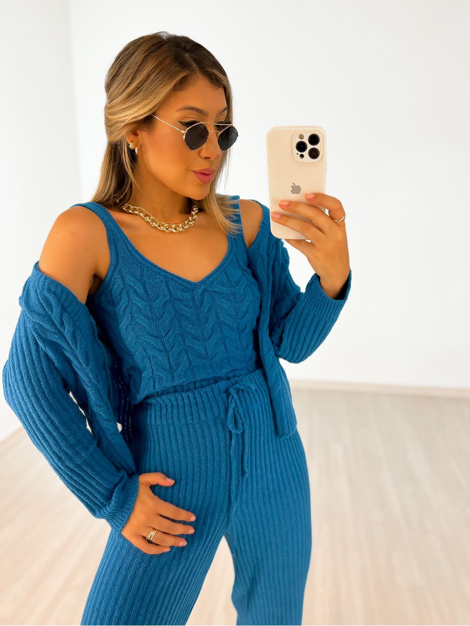 CONJUNTO CARDIGAN Azul Claro