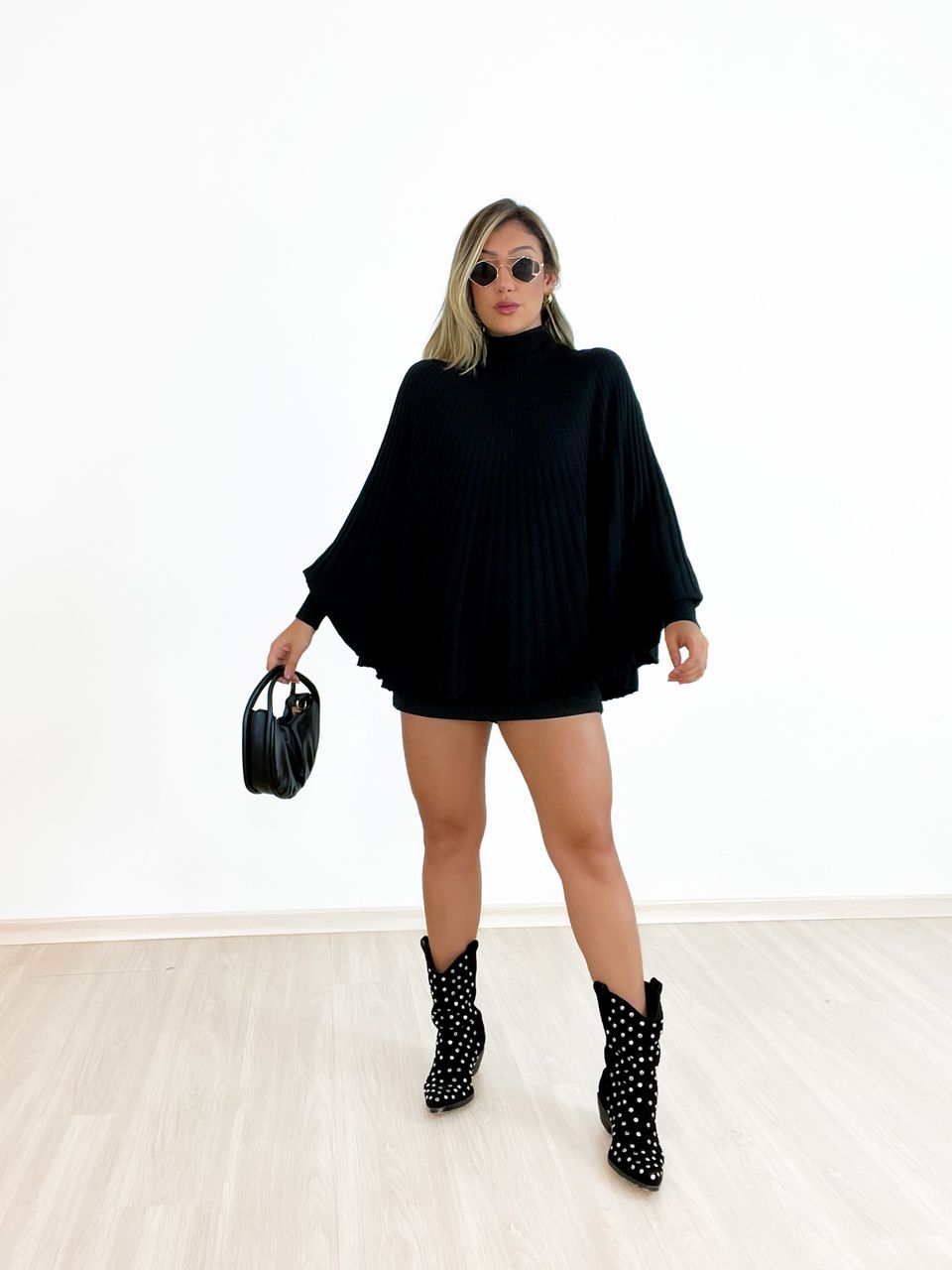 PONCHO TRICOT preto