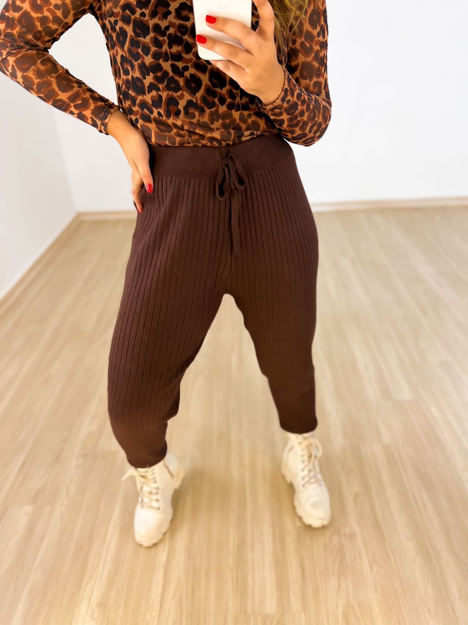CALÇA TRICOT Marrom