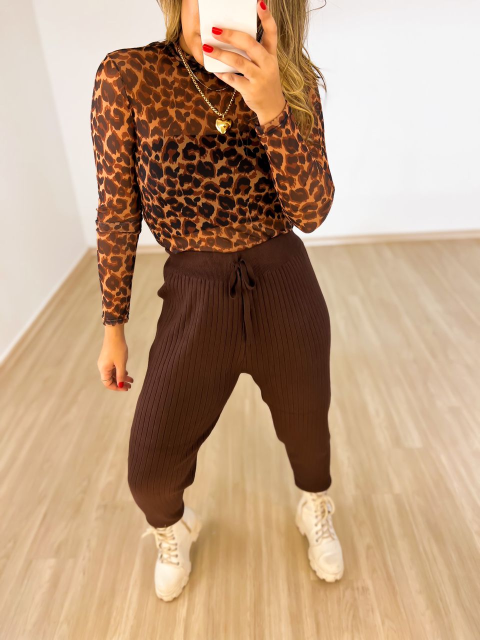 CALÇA TRICOT Marrom