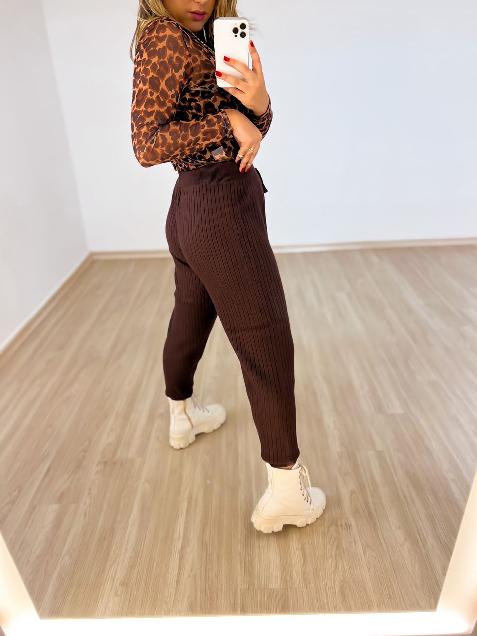 CALÇA TRICOT Marrom