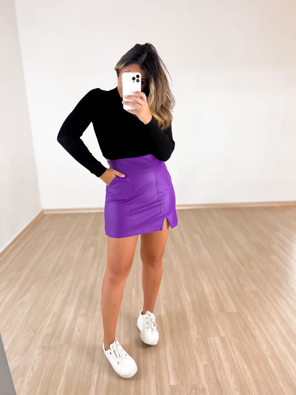 SAIA COURO FAKE CF Roxa