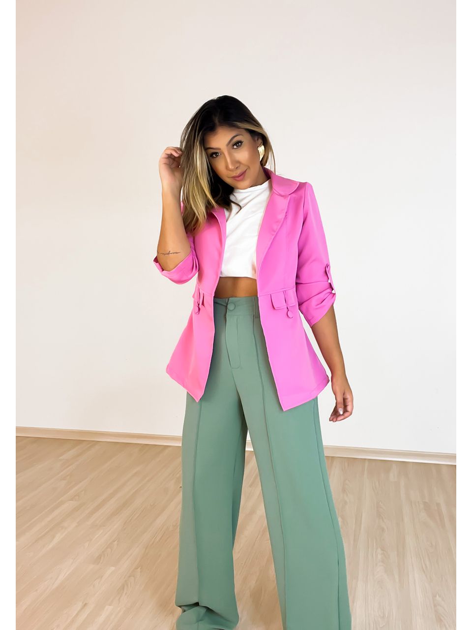 Blazer Cf Longo Rosa