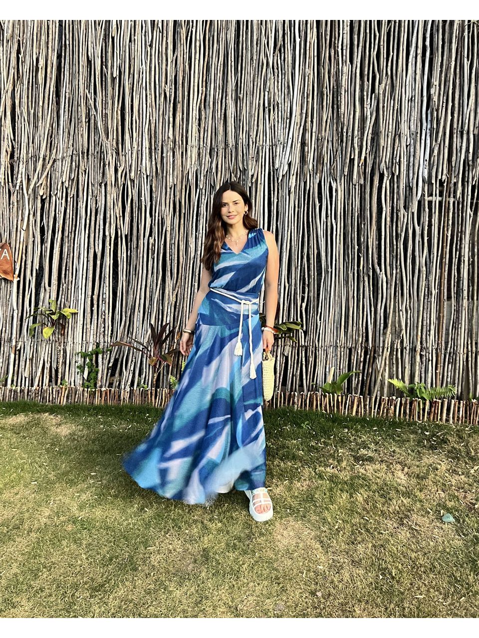 Conjunto Eliane Estampado Azul/verde - CASA JABÔ