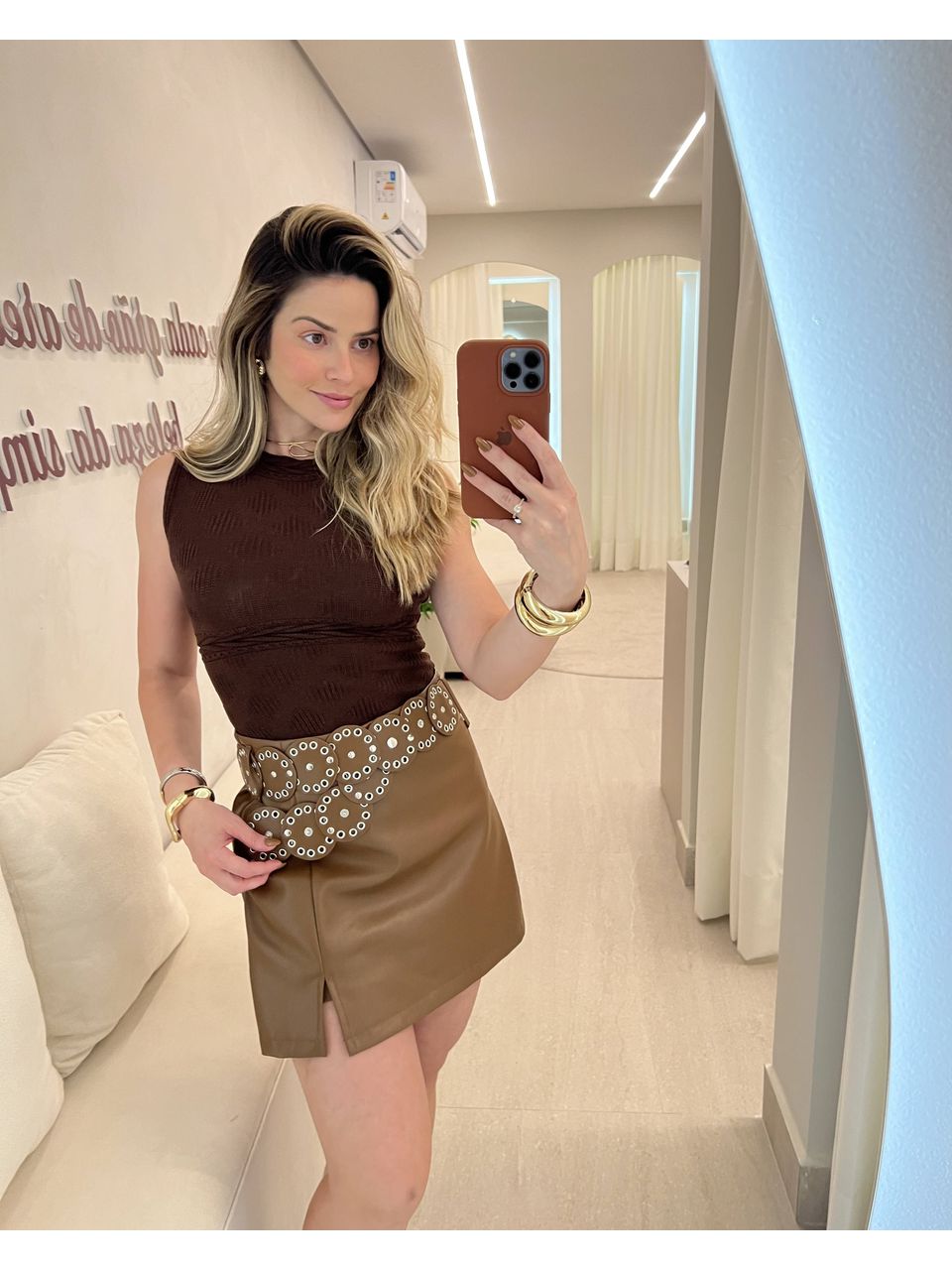 Saia Lia Cinto Boho Marrom - CASA JABÔ