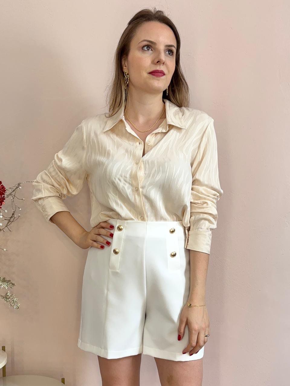 Camisa Acetinada Texturizada - DONNA LELLA