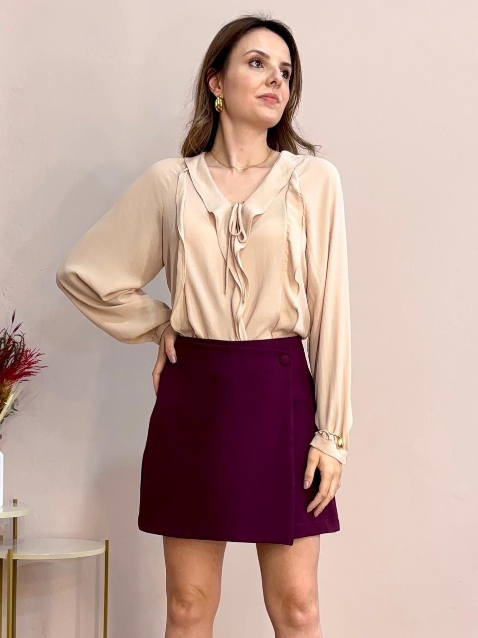 Blusa Maria Jabots - Areia - DONNA LELLA