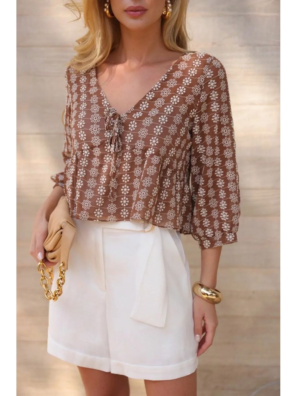 Blusa Chiffon Bordada - DONNA LELLA