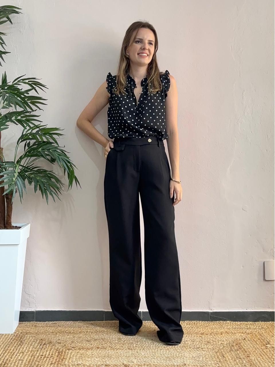 Calça Wide Leg Ananda - Preta - DONNA LELLA