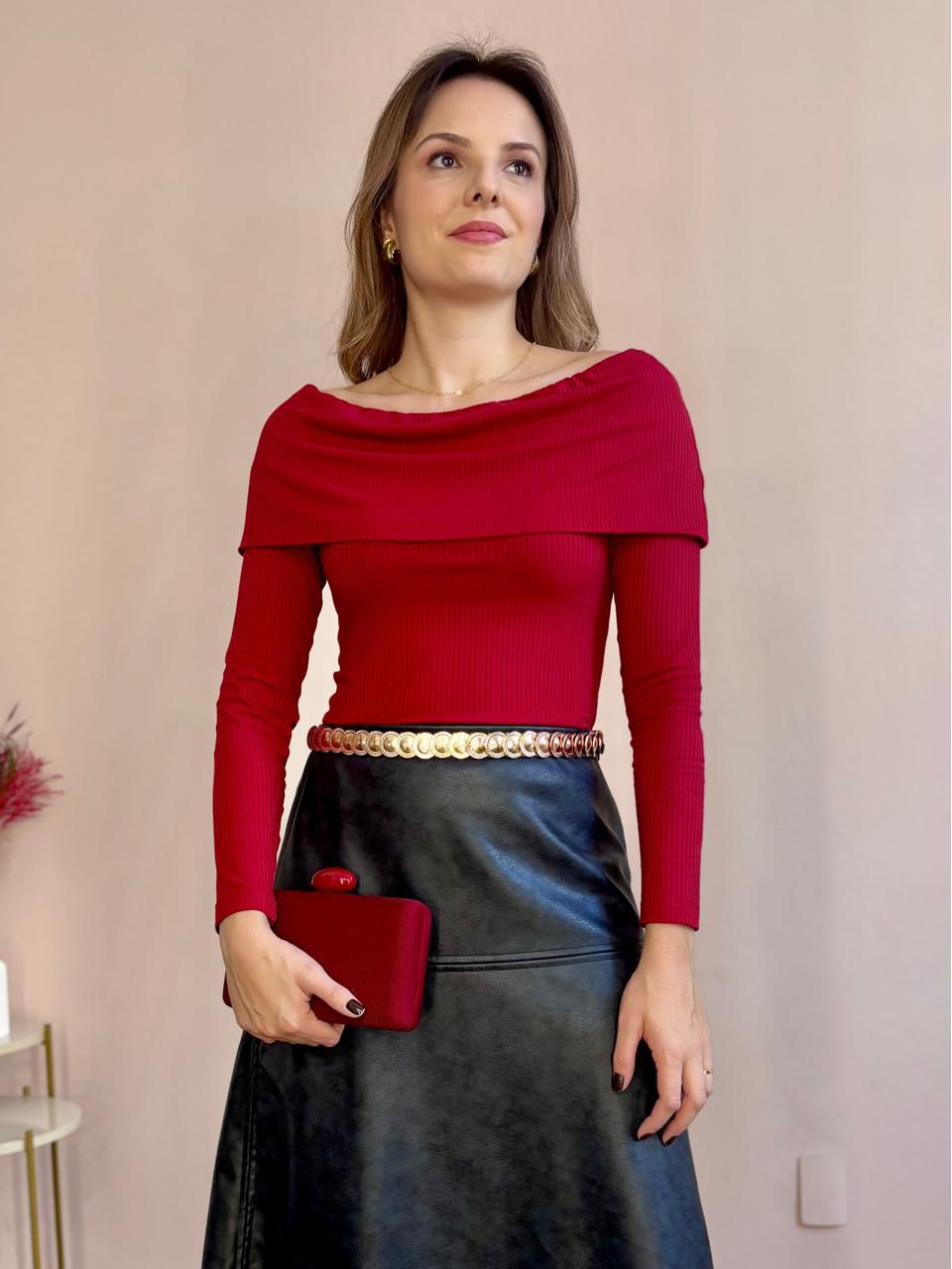Blusa Alice Ombro a Ombro - Vermelho - DONNA LELLA