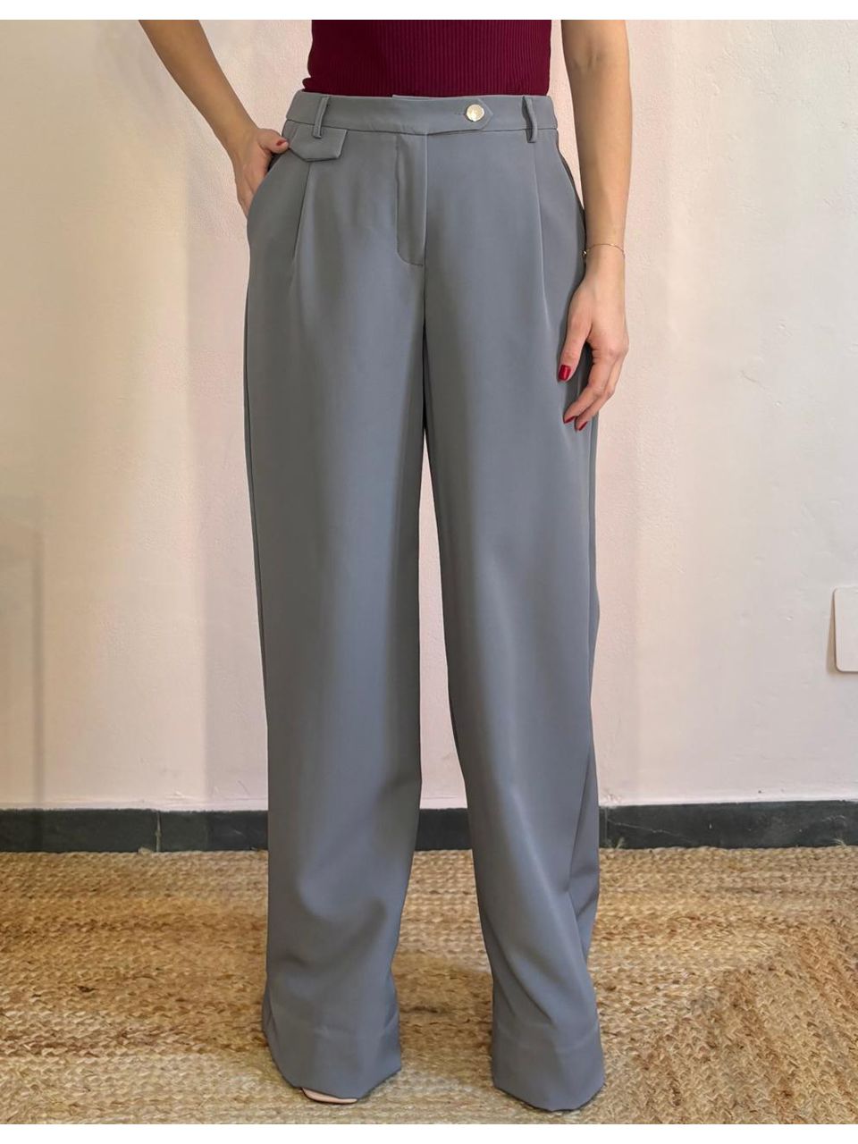 Calça Wide Leg Ananda - Cinza - DONNA LELLA