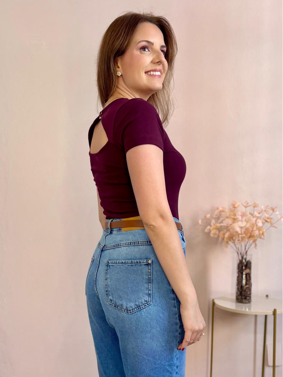 Blusa Malika Decote Costas - Vinho - DONNA LELLA