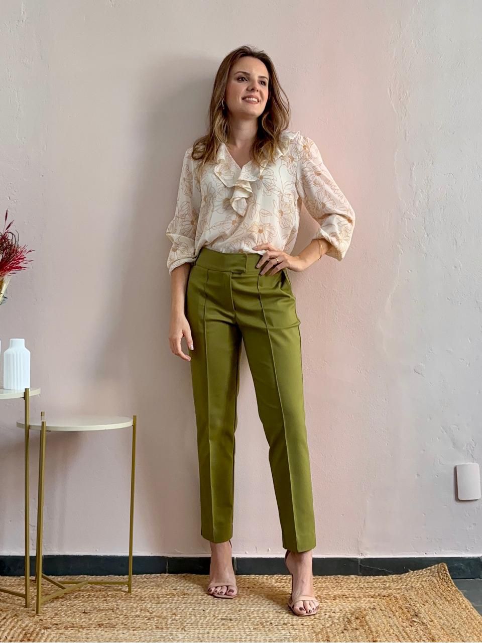 Calça Marie Alfaiataria - Oliva - DONNA LELLA