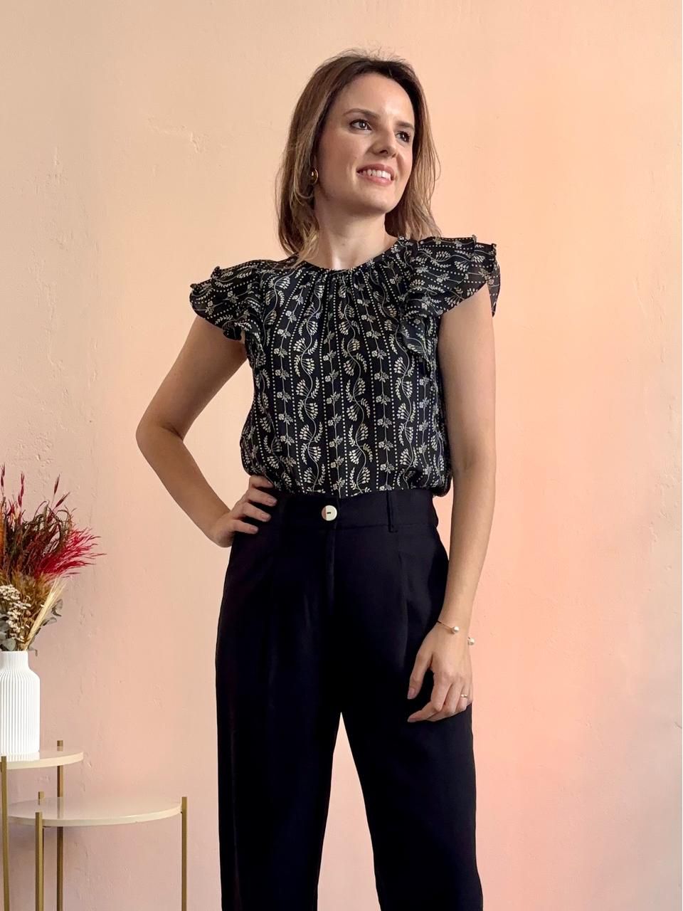 Blusa Floral Boho - Preto - DONNA LELLA
