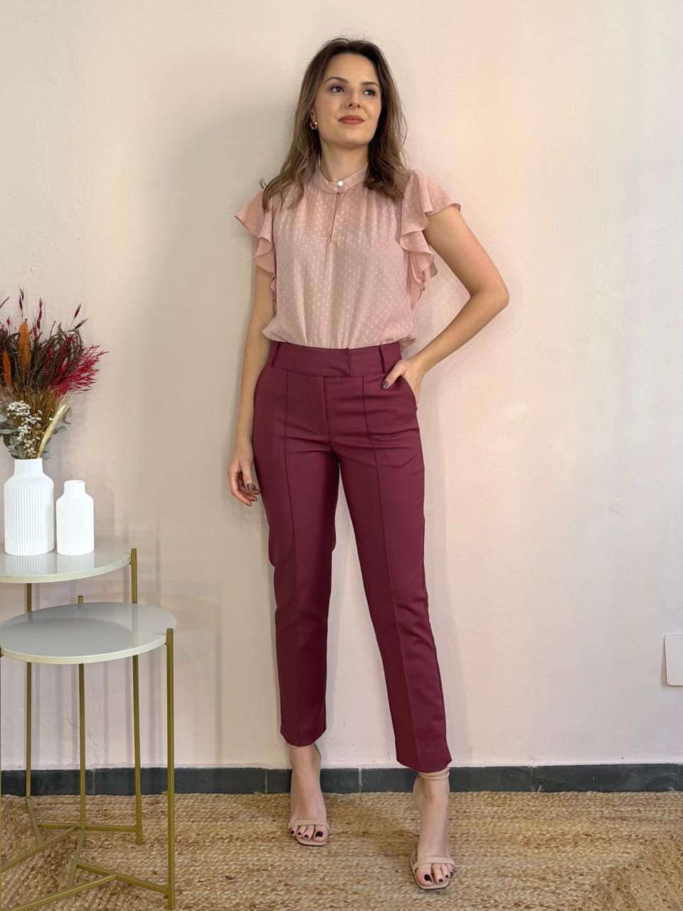 Calça Marie Alfaiataria - Vinho - DONNA LELLA