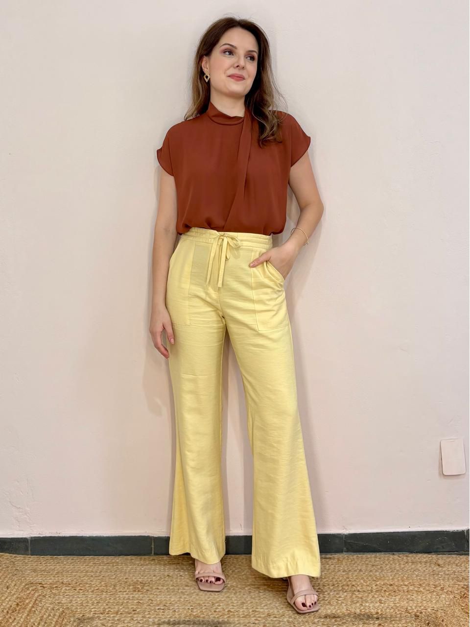 Calça Dandara - Manteiga - DONNA LELLA