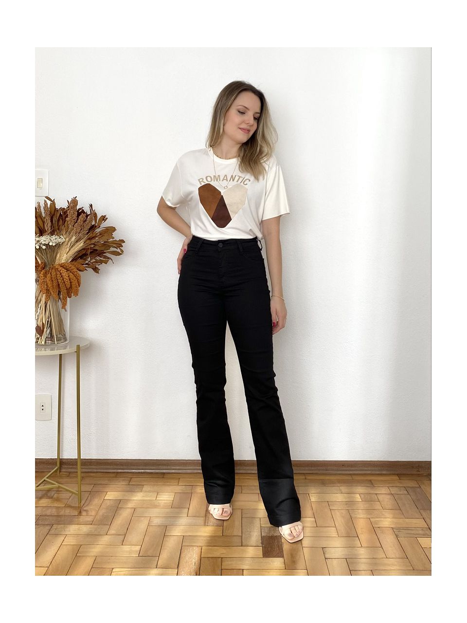 Calça Sarja Bootcut Preta - Não desboto - DONNA LELLA