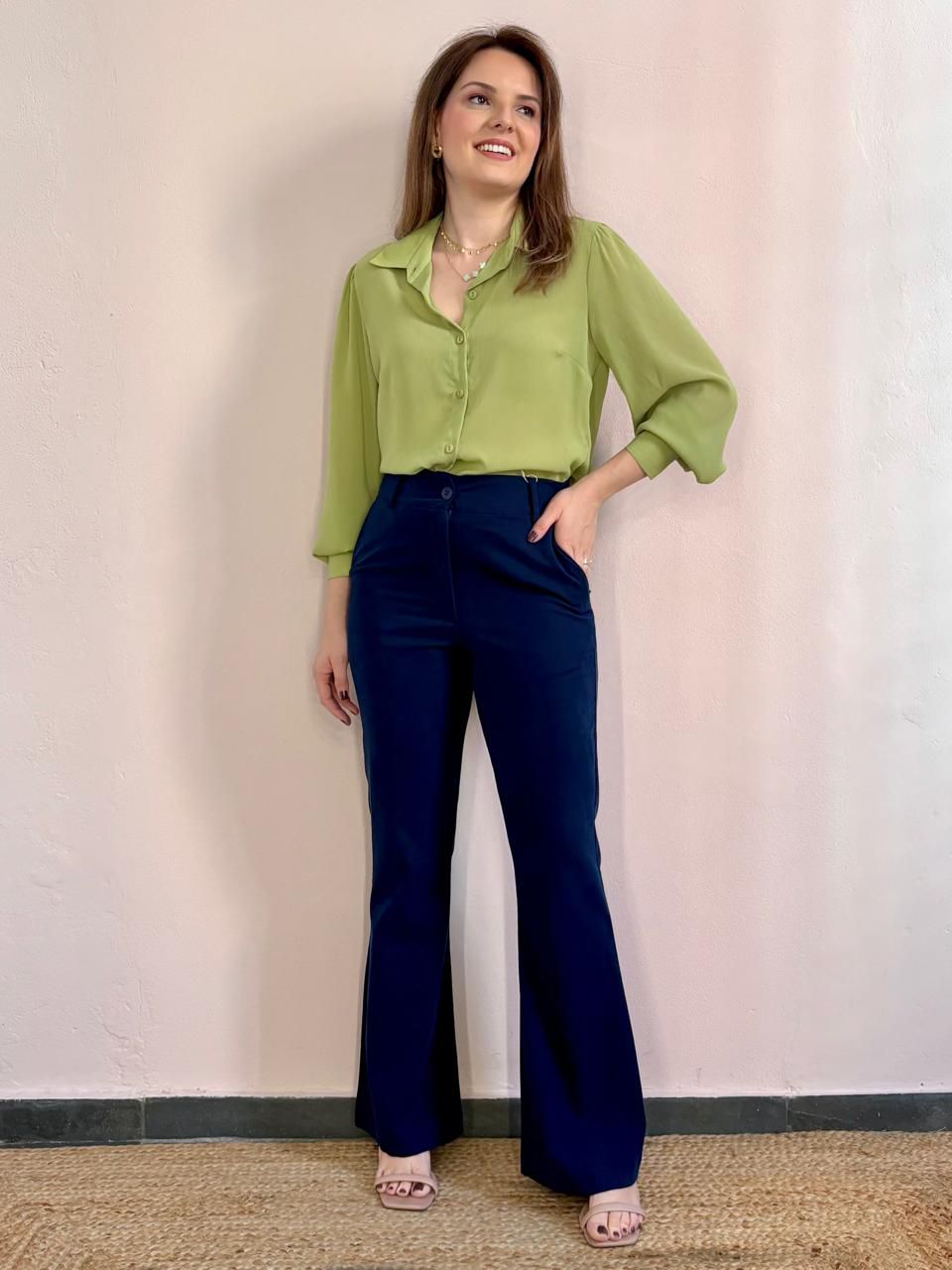 Calça Flare Amelie - Marinho - DONNA LELLA