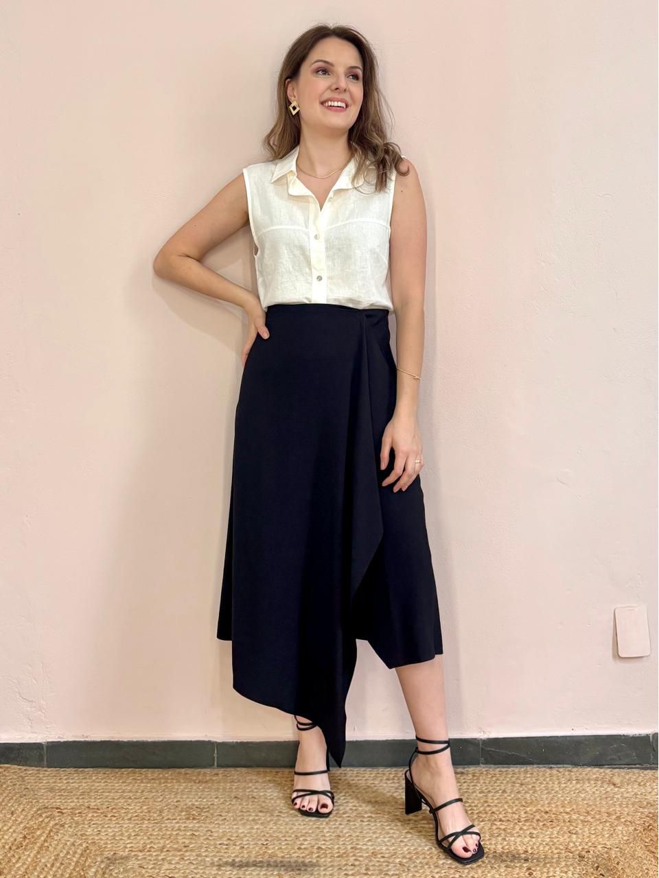 Saia Rachel Assimétrica - Preta - DONNA LELLA